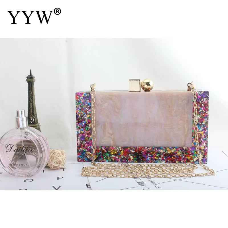 Marbling Pattern Acrylic Clutch Handbag Designer Women'S Evening Bags Box Evening Party Wedding Purse Shoulder Messenger Bags
