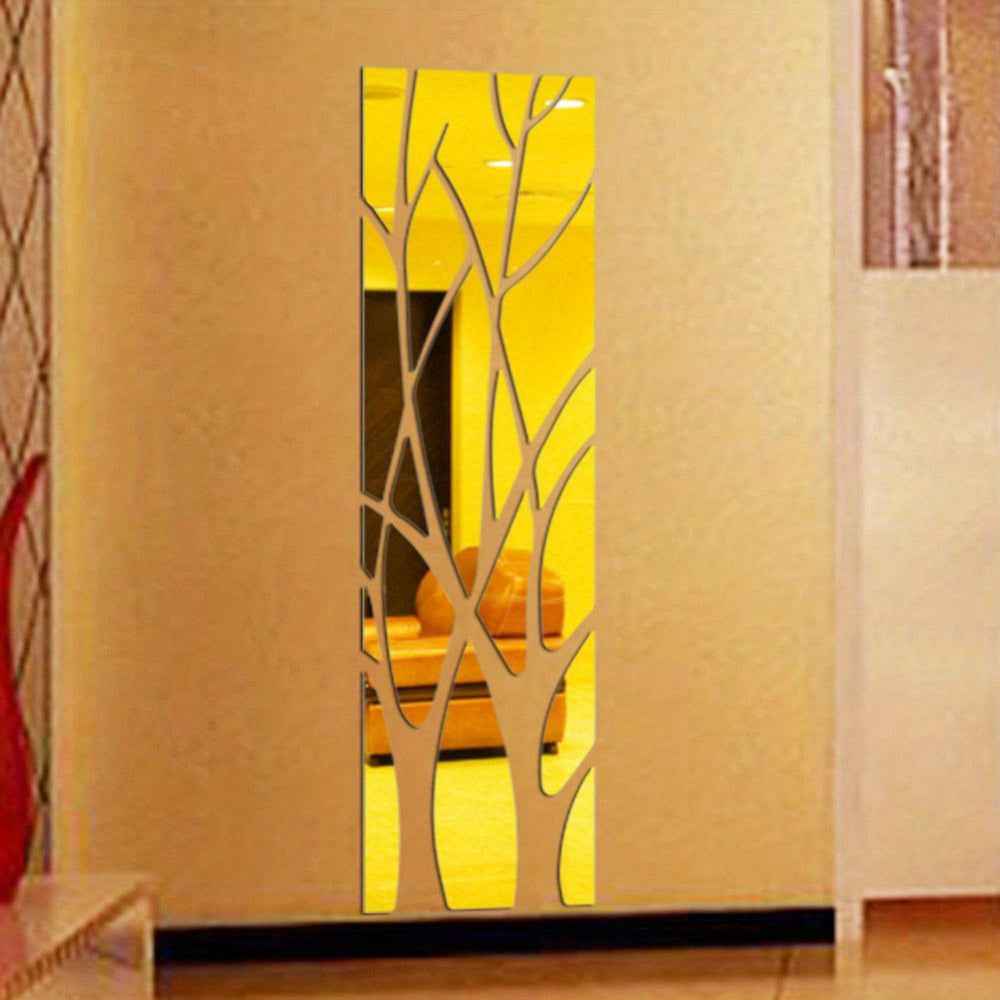 1pc 3D Acrylic Mirror Branch Wall Sticker - Eye-Catching Home Decor with Sparkling Effect - For Living Room, Dining Room, and Entryway - Perfect Gift for Housewarming