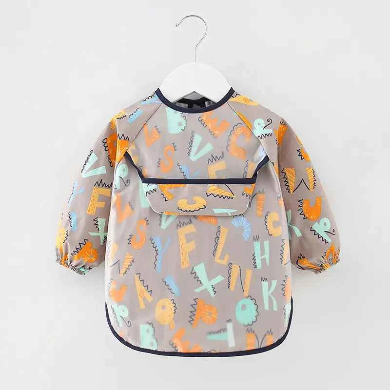 Waterproof Cotton Bib for Kids - Long Sleeve Feeding Apron