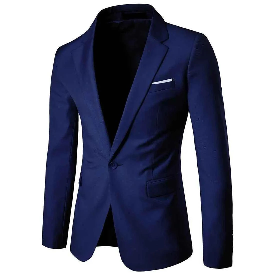 Men Blazer Single Button Cardigan Full Sleeve Slim Fit Turn Down Collar Top Blazer Solid Smart Casual Outwear Spring 2025