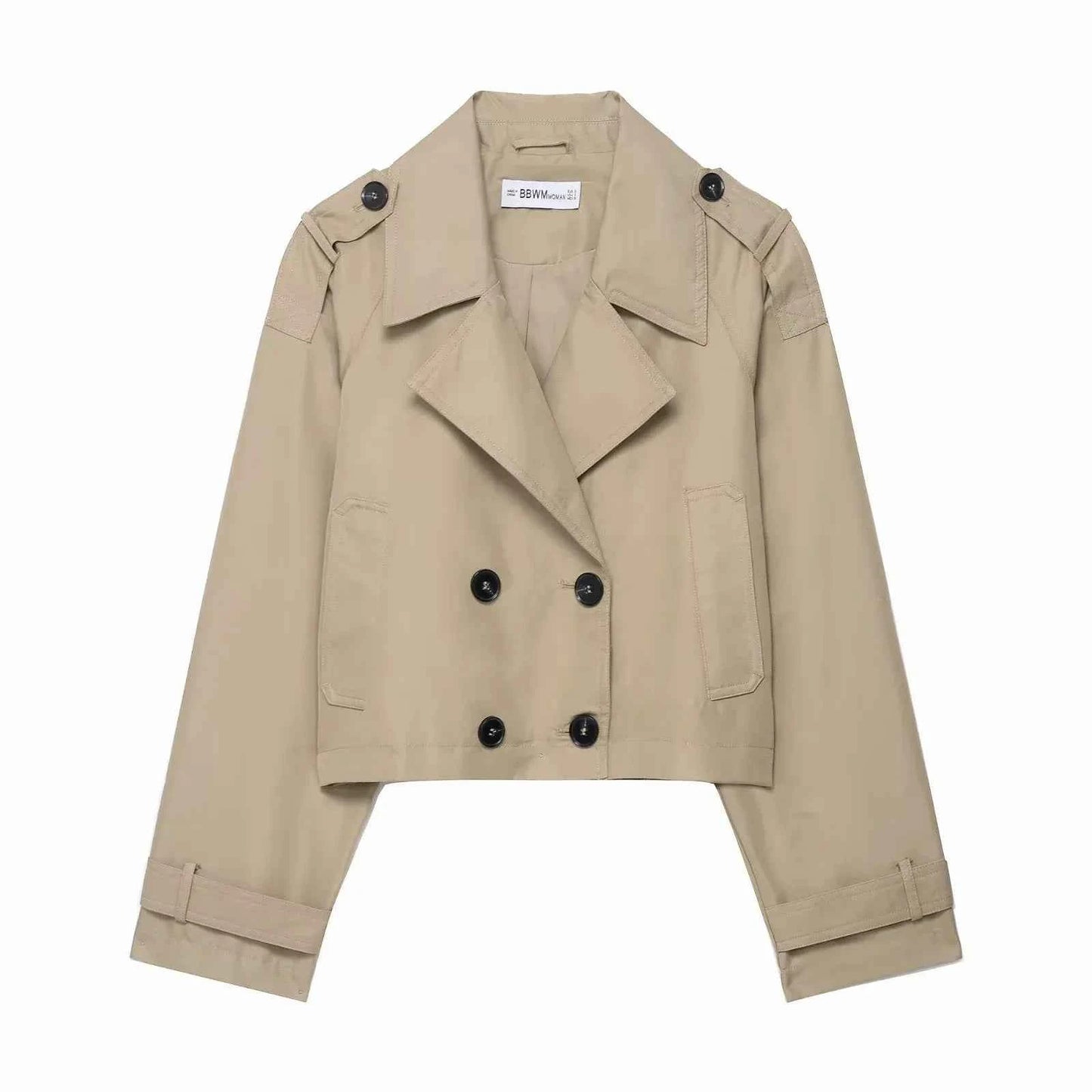 Fashion Lapel Short Trench Coats Women Double Breasted Pockets Jackets Female Autumn Winter New Office Lady Solid Outwear ﻿