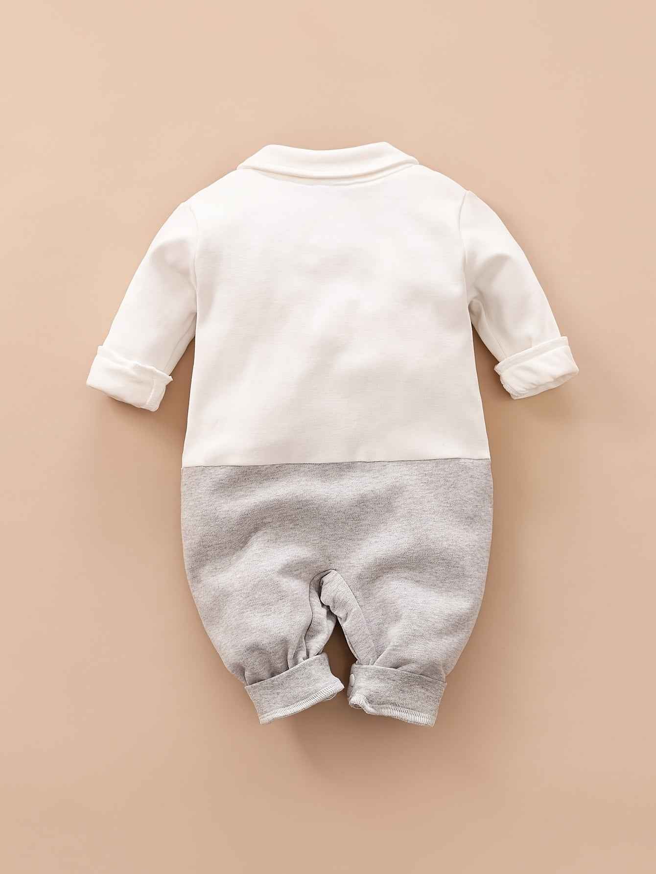 Cotton Bow Tie Gentleman Boy Classic Long Sleeve Spring And Autumn Baby Bodysuit