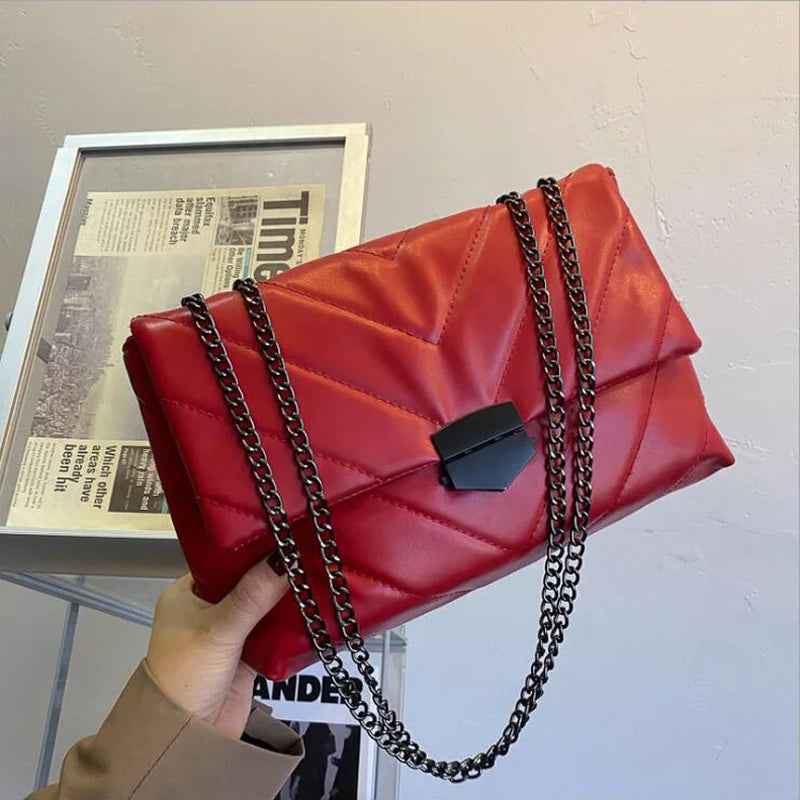 New Casual Chain Crossbody Bags for Women Fashion Simple Shoulder Bag Ladies Designer Handbags PU Leather Messenger Bags
