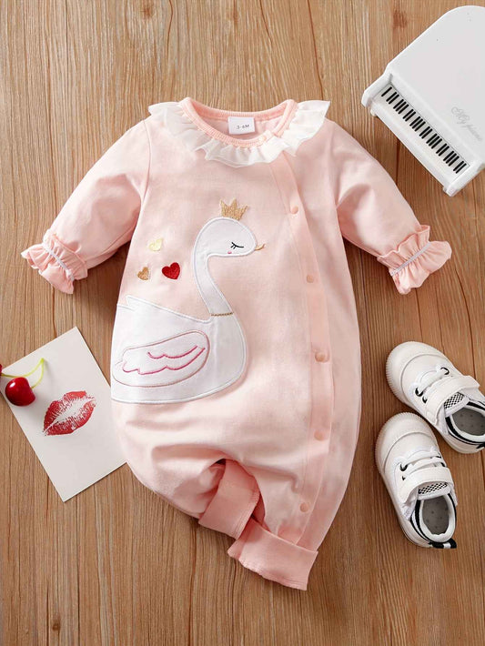 YIERYING Baby Girls' Long Sleeve Romper - Soft Pink Onesie with Crown, Easy-diaper-change Snap Closure, Cute Everyday & Special Occasion Outfit for Newborns & Infants (Spring/Fall) - Infant Clothing, Newborn Essentials, Playf