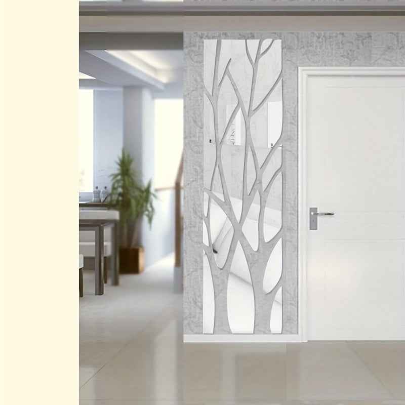 1pc 3D Acrylic Mirror Branch Wall Sticker - Eye-Catching Home Decor with Sparkling Effect - For Living Room, Dining Room, and Entryway - Perfect Gift for Housewarming