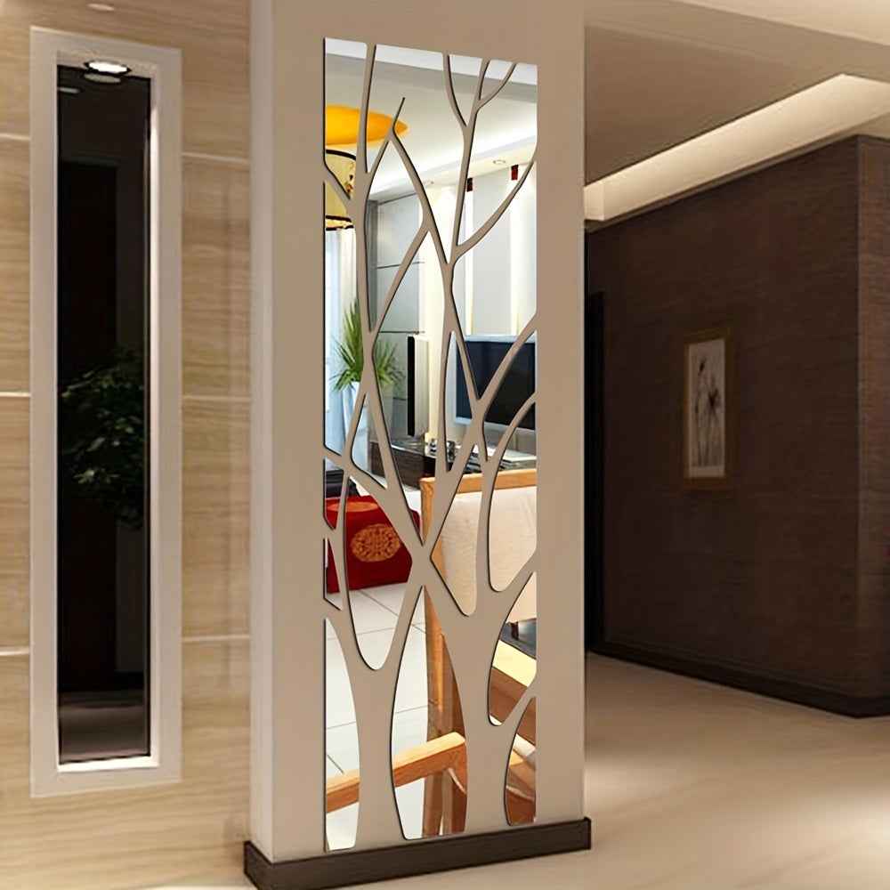 1pc 3D Acrylic Mirror Branch Wall Sticker - Eye-Catching Home Decor with Sparkling Effect - For Living Room, Dining Room, and Entryway - Perfect Gift for Housewarming
