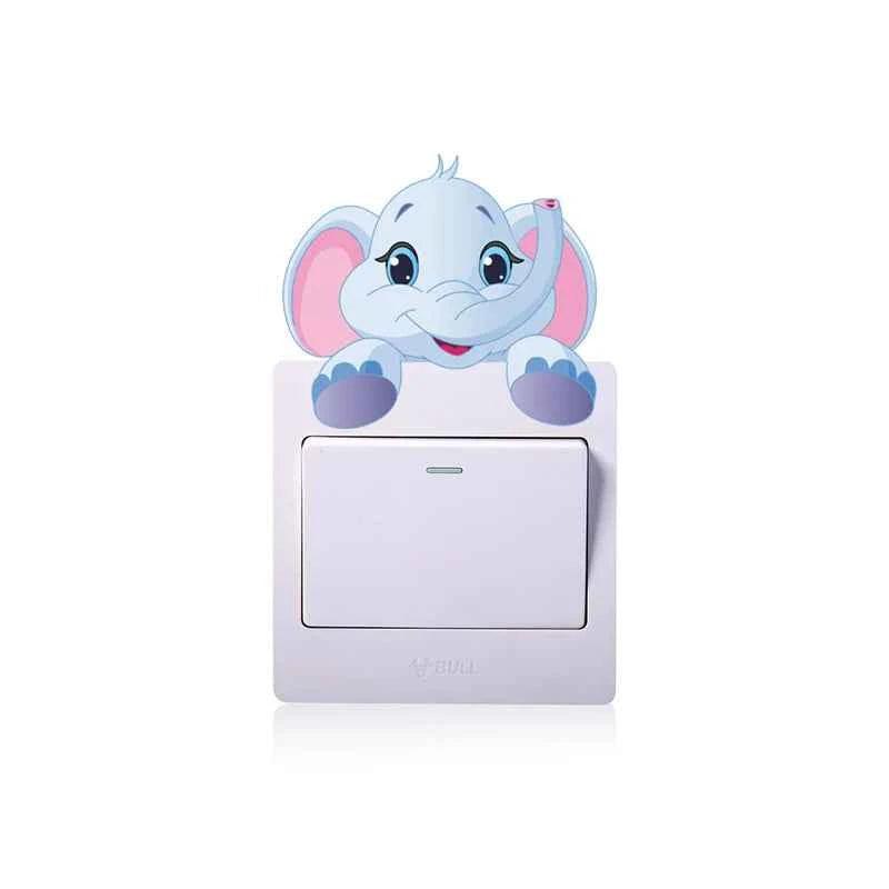 Cartoon Cute Elephant Kitten Panda Socket Switch Wall Sticker Vinyl Decals For Home Decor Lovely Animals Stickers Removable