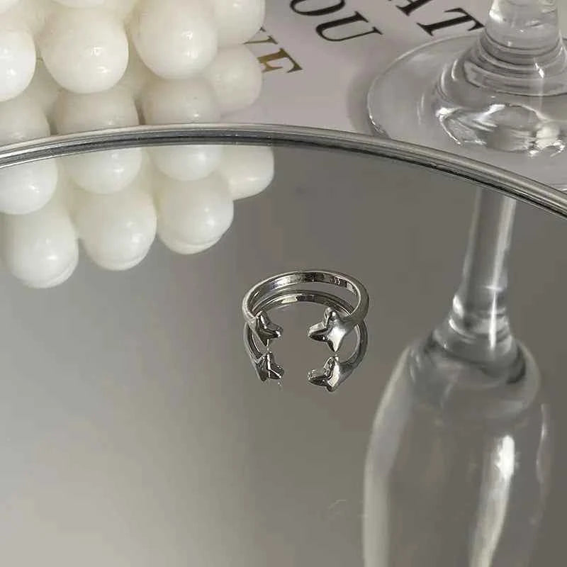 Exquisite Zircon Cross Asterism Ring for Women