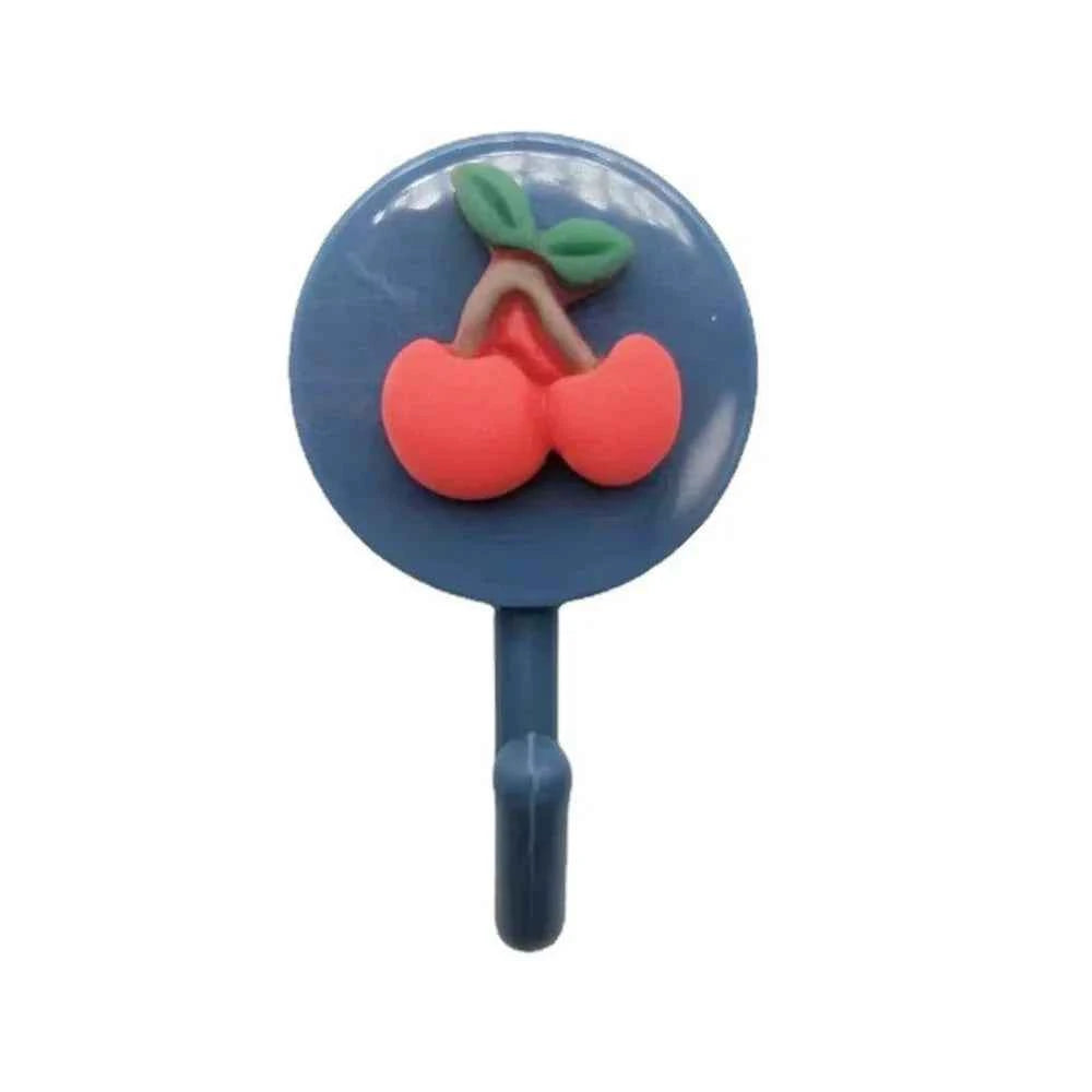 1pc Cute Wall Hooks Key Holder Door Hanging Plastic Self Adhesive Wall Hanger Cartoon Fruits Shape Hook For Kids Room Home Decor