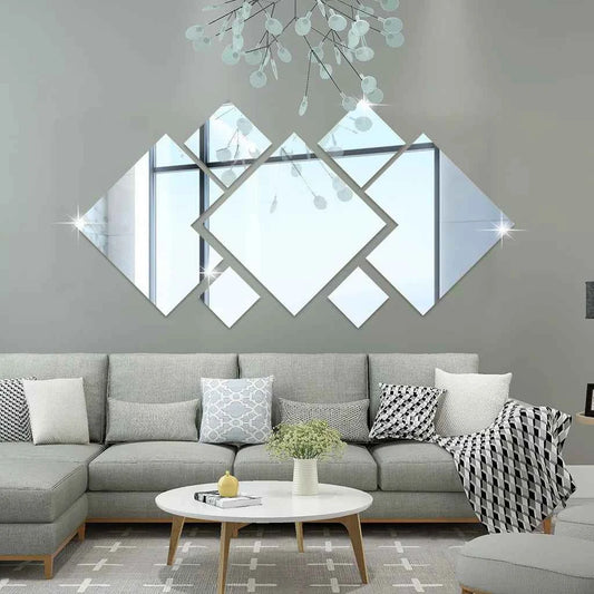 3D Acrylic Mirror Home Improvement Home Irregular Stitching DIY Wall Stickers for Living Room Bedroom Home Decoration  Stickers