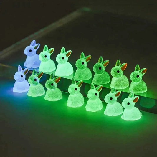 1PC Cute Luminous Mini Rabbit Ornaments Multicolor Bunnies Microlandscape Gardening New Home Decor Fairy Miniature Figurines