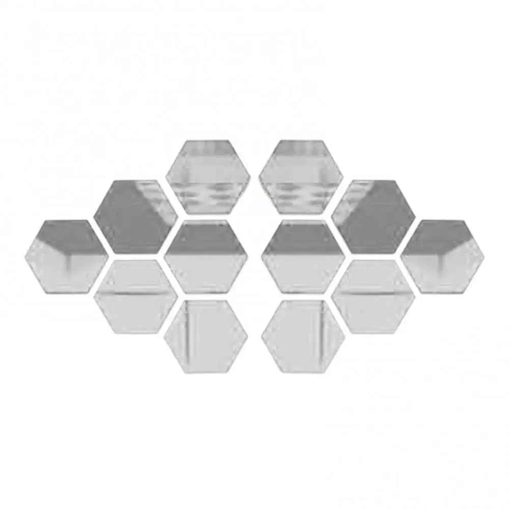 12Pcs Hexagonal Mirror Wall Sticker Background Removable Stereo Decal Home Decor DIY Decorations for Home Bedroom Living Room