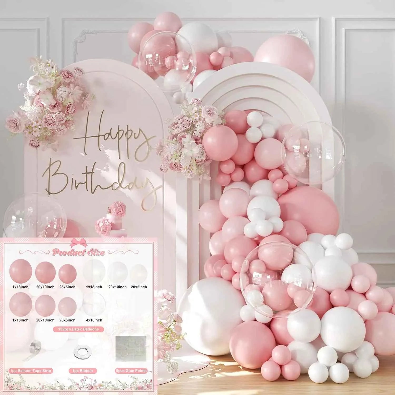 Pink wedding decoration latex balloon arch set for large-scale performances at Christmas, Valentine's Day, birthday parties