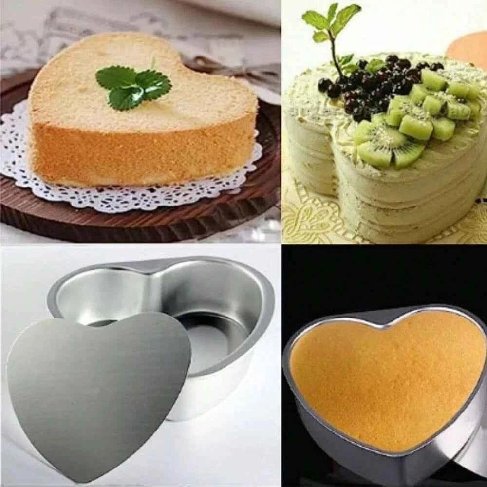 Non-Stick Heart-Shaped Cake Mold Tray Detachable Bottom Aluminum Baking Pan DIY for Holidays Valentine's Day Cake Decoration