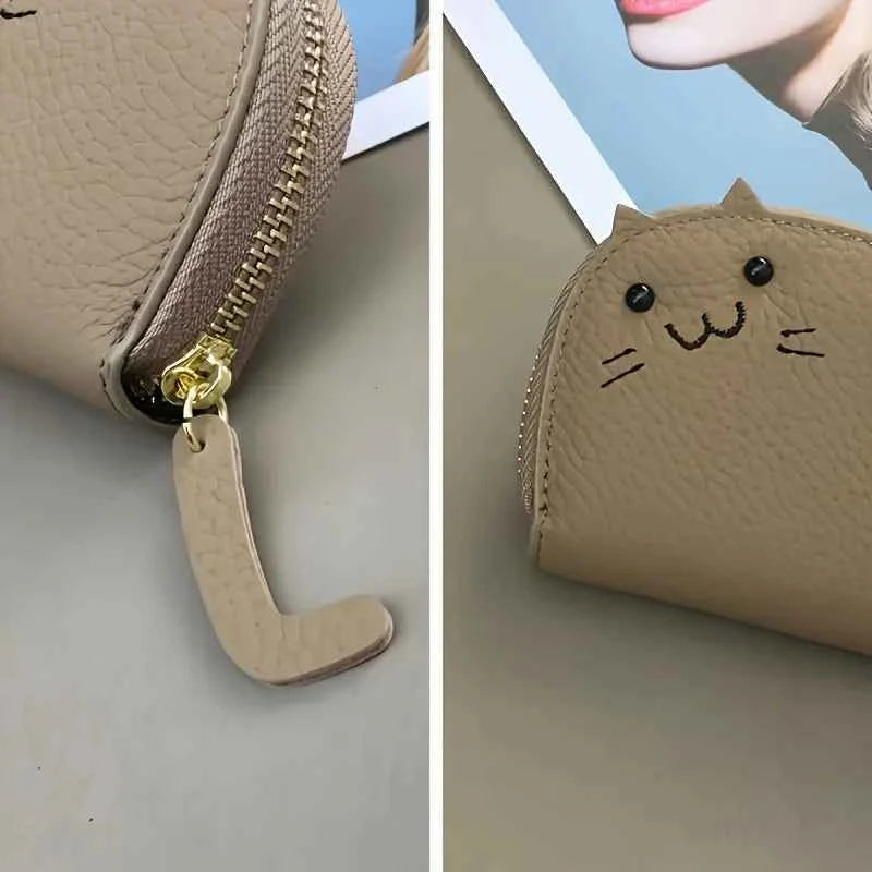 Cute Cartoon Cat Shaped Design Wallet, Women's Multi-card Slots Holder, Faux Synthetic Leather Coin Purse for Valentine's Day