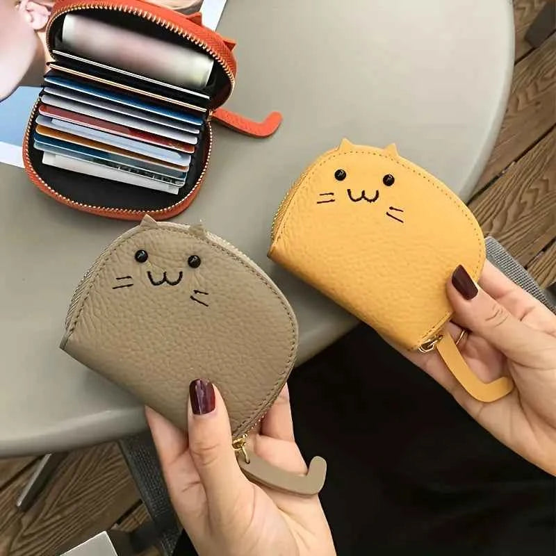 Cute Cartoon Cat Shaped Design Wallet, Women's Multi-card Slots Holder, Faux Synthetic Leather Coin Purse for Valentine's Day
