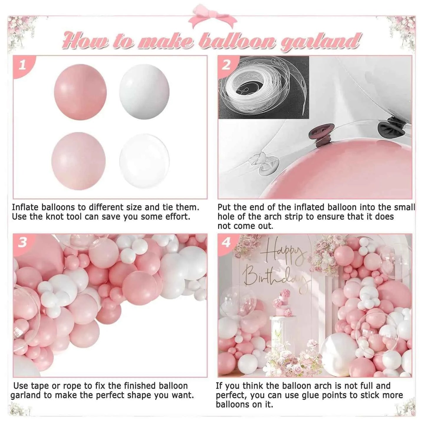 Pink wedding decoration latex balloon arch set for large-scale performances at Christmas, Valentine's Day, birthday parties