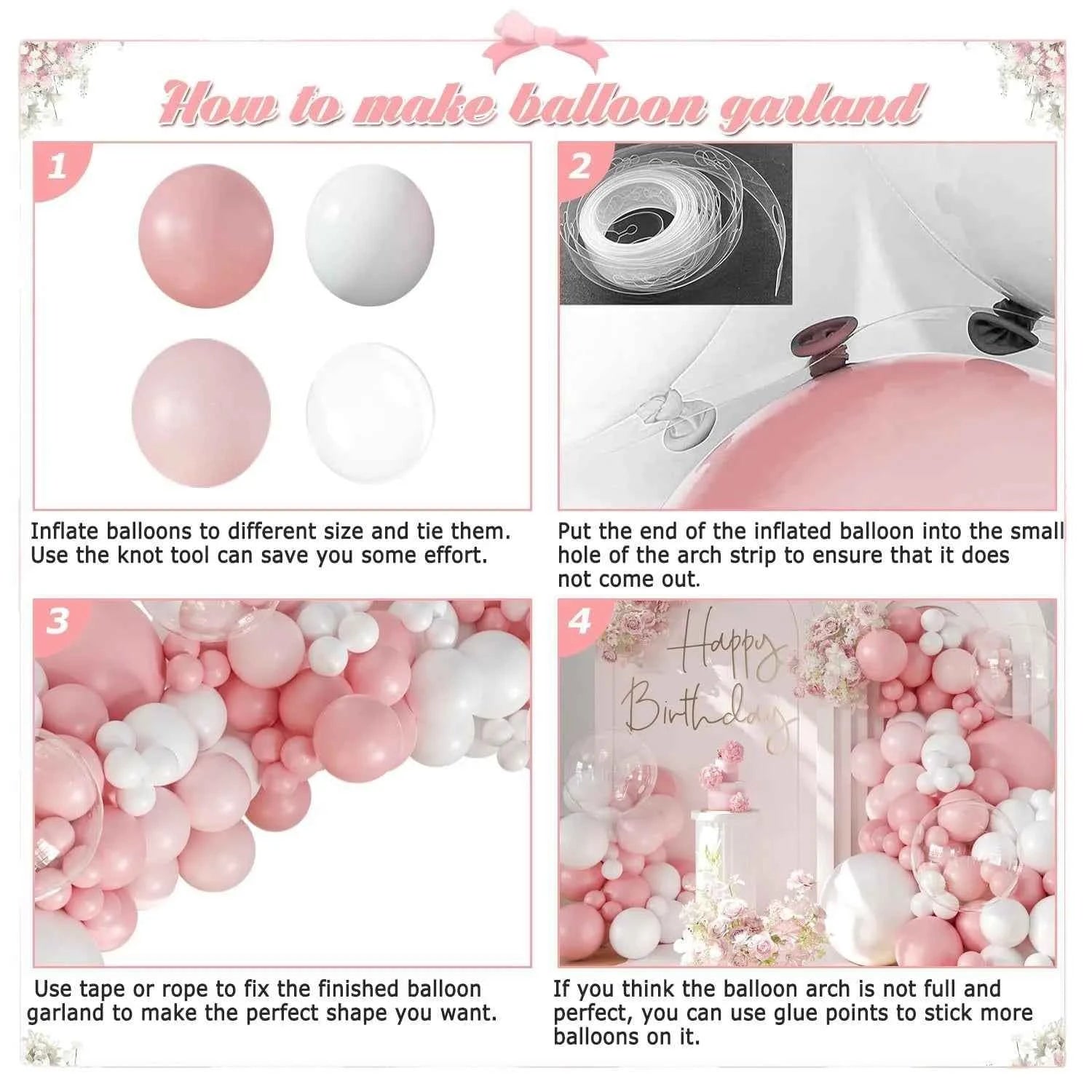 Pink wedding decoration latex balloon arch set for large-scale performances at Christmas, Valentine's Day, birthday parties