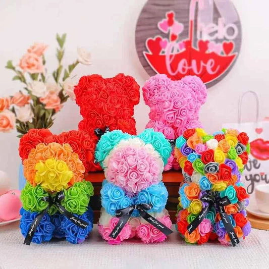 25cm rose bear artificial flower teddy bear female girlfriend gift love flower Valentine's Day anniversary birthday decoration