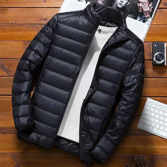 Men Parkas Down Cost Stand Collar Zipper Parka Outerwear Loose Cardigan Solid Pockets Spliced Winter Casual Long Sleeve