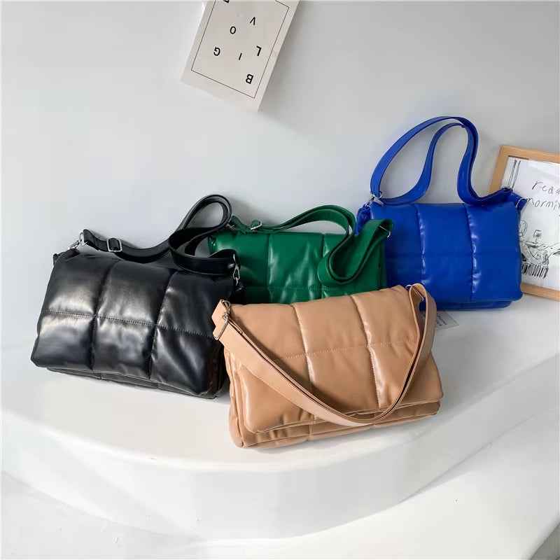 2021 Winter Fluffy Ladies Shoulder Bag Quilted Plaid Luxury Designer Handbag Minimalist Female Flap Crossbody Bags