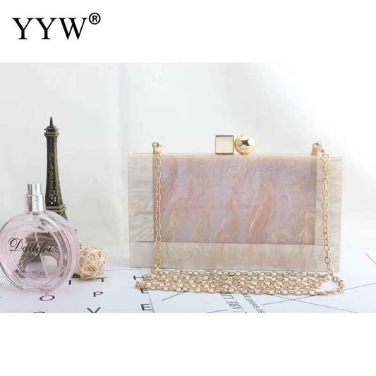 Marbling Pattern Acrylic Clutch Handbag Designer Women'S Evening Bags Box Evening Party Wedding Purse Shoulder Messenger Bags