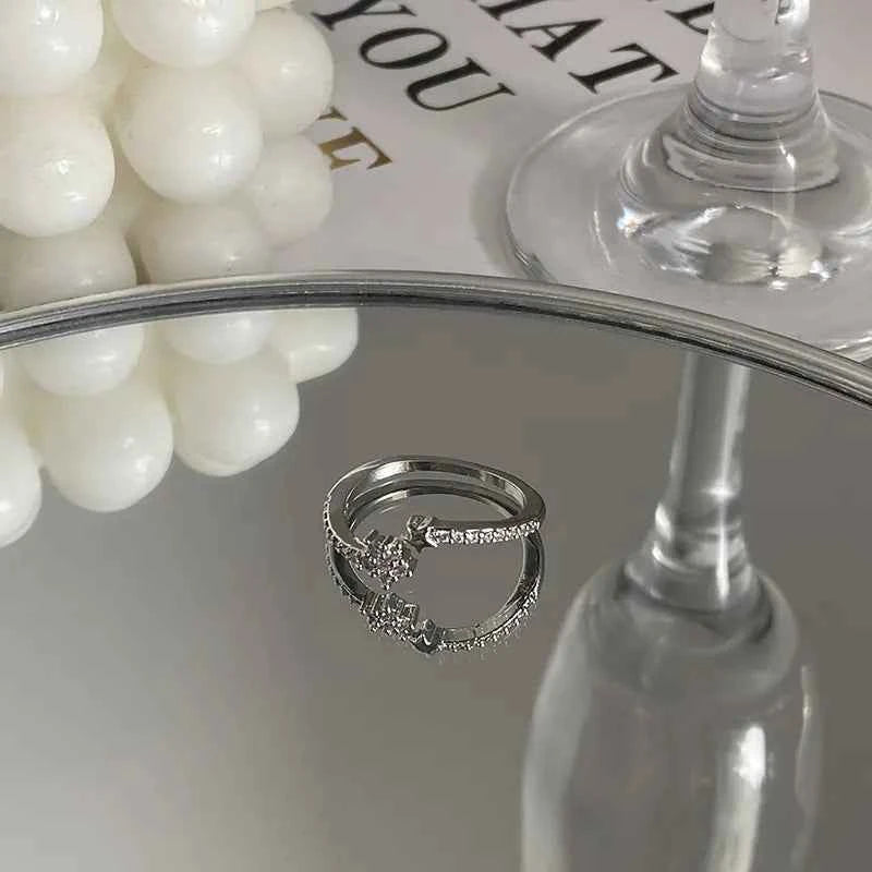 Exquisite Zircon Cross Asterism Ring for Women