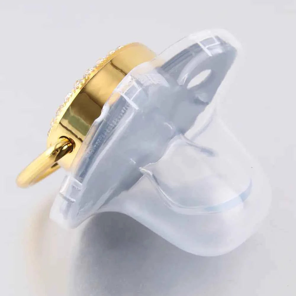 Luxury Black Gold Baby Pacifier with Clip, Letter M