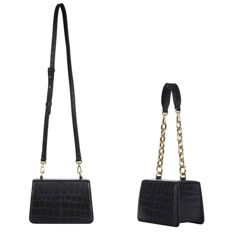 Autumn Pattern Chain Tote Bag - Vintage Square Shoulder Bag